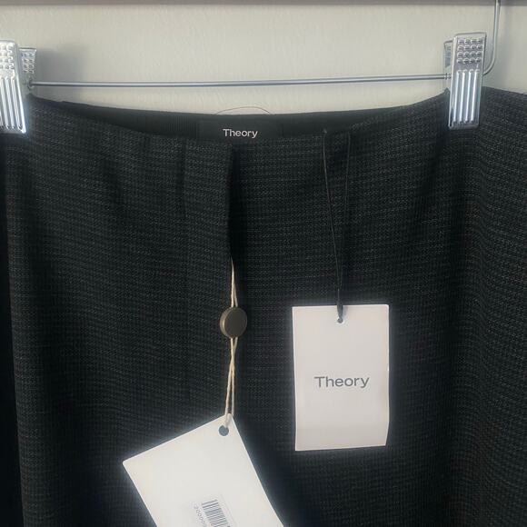 NWT Theory Wide‎ Pant Black Multi Hounds Knit Trouser Size 10 - Picture 4 of 10
